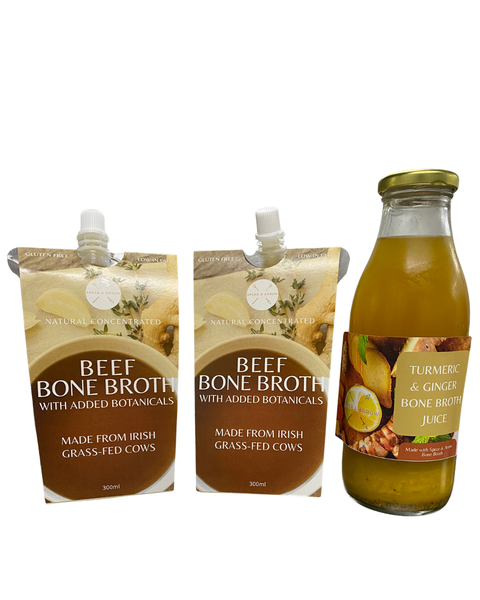 Bone Broth with Botanicals x 2 and 1 bottle Turmeric & Ginger Bone Broth shots