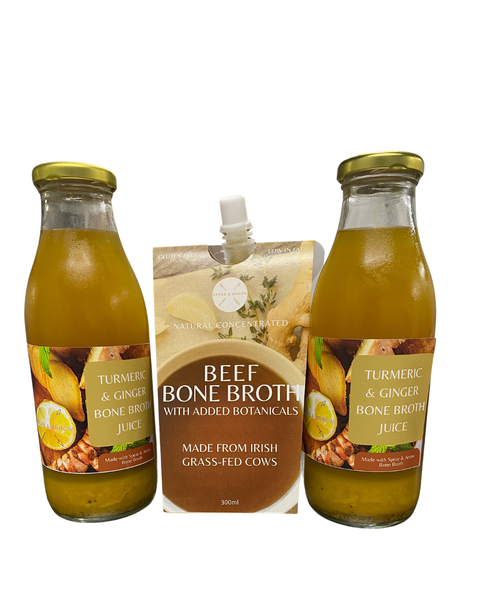 2 x Turmeric and Ginger Bone Broth Juice and 1 Botanical Broth
