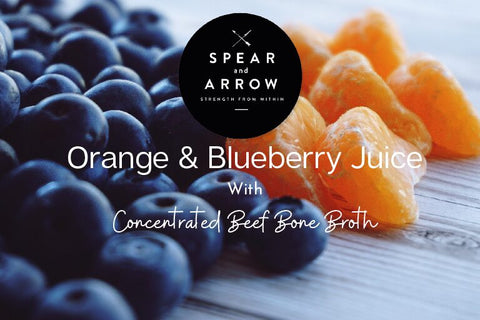 Turmeric and Ginger Bone Broth Juice and 500ml Orange and Blueberry Bone Broth Juice