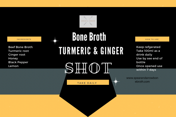 Turmeric and Ginger Shot label
